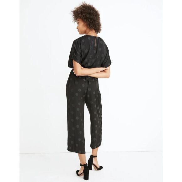 Madewell Wrap-Front Smock-Waist Jumpsuit Dot Jacquard - Size: Medium - Picture 3 of 10